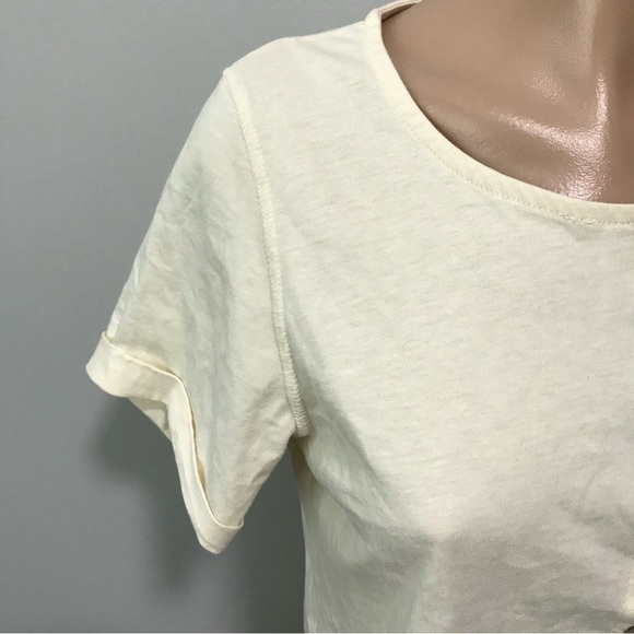 Free People What’s Up Henley Ivory Cream Short Sleeve T-shirt Small Button Front - Picture 5 of 8